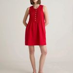 Quince  Red Wild Cherry Organic Cotton Gauze Sleeveless Swing Dress Sz.M Photo 3