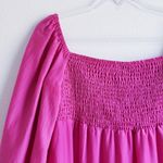 Venus Hi Low Ruffle Hot Pink Long Sleeve Puff Sleeve Dress Photo 8