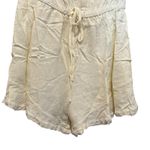 Umgee Off the Shoulder Romper Cream Metallic Sz S Ruffle Top Stretch Waist NEW Photo 2