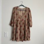 Denim & Supply Ralph Lauren Ralph Lauren Denim & Supply Floral Red and Tan Gauze Dress. Size Large Spring. Photo 4