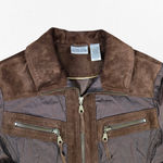 Chico's 90s Vintage Brown Suede Leather Nylon Full Zip Utility Jacket Size Medium Photo 2