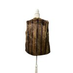 Adrienne Landau Brown Animal Print Faux Fur Lined Vest Pockets XS Oversized Photo 4