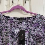 Style & Co  Geometric Purple Sequin Blouse Top NWT Photo 2