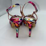 Nina  Floral Print Slingback Heels Womens 6M Multi Color Bow Stiletto Strap Party Photo 4