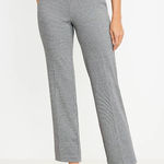 Loft  Pull On Straight Pants in Houndstooth Ponte In Gray Size‎ X-Large Photo 0