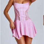 Oh Polly NWT  sexy pink satin lace mini dress, adjustable straps  Photo 0