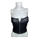 Revolve Evolve med black pu crop top corset gold chain straps eyelet front closure Photo 7