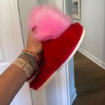 Red Fuzzy Slide Slippers Photo 1