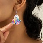 🌸 4 for $20 Colorful Oil Paint Ghost Acrylic Earrings Photo 1