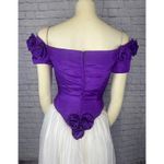 American Vintage 1980s Nation-Wide Purple Satin & White Tulle Gown Rose Appliqué Sleeves USA S Photo 11