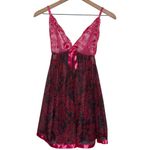 Floral Embroidered Sequin Pink and‎ Black Lace Nightgown Chemise Lingerie Size L Photo 2
