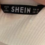 SheIn  Graphic Print Letter Angel Rib Knit Crop Tank Top Medium White Blue Photo 2