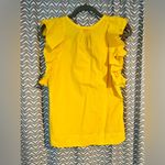 HD in Paris Anthropologie  Yellow Ruffle Sleeve Top, size 6 Photo 2