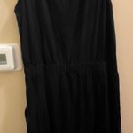 Athleta  Redondo Cap Sleeve T Shirt Essential Tee Dress Ruched Waist Pockets S/S Black Large Photo 5