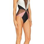 PatBO Colorblock Halter One Piece in Black white Small New Womens Swimsuit Photo 2