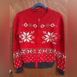 High Sierra  Red Winter Christmas Zipup Sweater size M Photo 0
