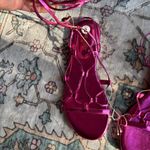 Nine West Women's Metallic Pink Button Ankle Wrap Flat Gladiator Sandals size 8 Photo 3