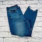 American Eagle Hi Rise Tom Girl Jeans Women's Size 4 Medium Wash Frayed Edge Blue Photo 0