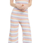 Alice + Olivia  Basil Knit Pastel Multi Striped Wide Leg Crop Pant XS Photo 0