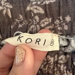 Kori  Women's Charcoal Gray Floral Cotton Drawstring Casual Shorts Size M NEW Photo 2