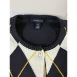 Lands' End  Sweater Womens Medium Argyle Navy White Crew Neck Long Sleeve Academia Photo 2
