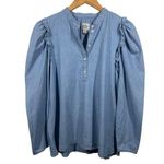 J. Crew Chambray Top Women S Blue Puff Sleeve Denim Blouse Prairie Cottage Core Photo 0
