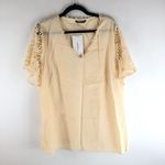 Bloomchic  Plain V Neck Floral Patchwork Blouse Apricot Yellow 18-20 Photo 3