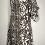 One Shoulder Animal Print Mini Dress Brown White Quiet Luxury Old Money Size XS Photo 0