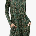 Tusang green floral loose fit shift dress size large Photo 0