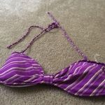 American Eagle Women's Juinors Purple Striped Swim Top Tie Neck Size Large Photo 0