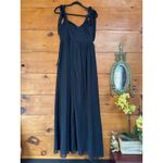 Lulus NWT  Radiant Charisma Black Chiffon Ruched Tie-Strap Maxi Dress Wedding L Photo 3
