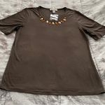 NWOT Fair Lady brown embellished gold & orange stones T Photo 10