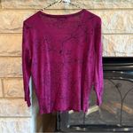 Simply Styled Purple Buttoned 3/4 Sleeve Floral Cardigan Medium Photo 4