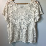 EXPRESS  embroidered ivory floral top in size large. Photo 6