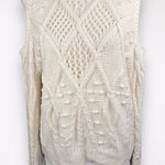Lucky Brand  Cream Open Knit Cold Shoulder Sweater Size Small Photo 0