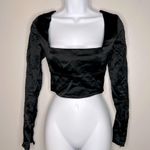 ZARA Satin Corset Lace Up Back Long Sleeve Crop Top Size S Photo 4