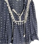 Anthropologie  Maeve Sawyer Tassel Fringe Polka Dot Blouse XS Photo 2