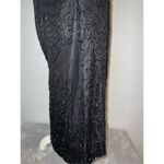 100% Silk Vintage Women’s Black Beaded Open Back MIDI Dress LARGE Photo 10