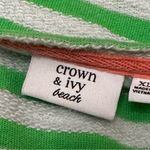 Crown & Ivy  Green and White Long Sleeve Terrycloth Nautical Sailor Popover Top Photo 6