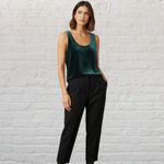 J.Crew  Velvet Tank Top Hunter Green Keyhole Back Lined Size 2 Holiday Christmas Photo 14