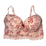 Adore Me Women's Longline Bra 34DD Pink Hearts Underwire Lace Trim Photo 0
