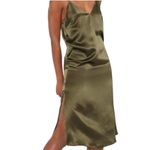 ANINE BING NWT Silk Gemma Slip Dress Olive Green Size XS Photo 2