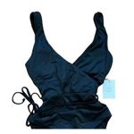 ANDIE NWT  The Belmar One Piece V Neck Belt Swimsuit Removable Cups L Black #3281 Photo 5