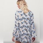 Free People  Floral Boho Printed Tunic Mini Dress Sz XS Magic Mystery Bell Sleeve Photo 2