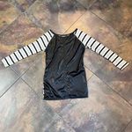 ZARA  Women Faux Leather Top Striped Sleeves/Back Size Medium Photo 3