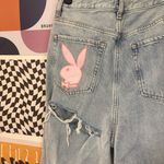 Playboy  Light Blue Boyfriend Jeans with Pink Logo Photo 2