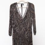 Karen Kane Womens Dress Size L Brown Paisley Midi Boho Whimsigoth Witch Beaded Photo 6