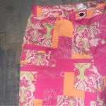 Hawaiian Tropic  Vintage 80s Sz 14 Pink Patchwork Ankle Pants Photo 8