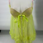 Victoria's Secret Neon yellow Green Lace Rave Babydoll Lingerie Photo 1