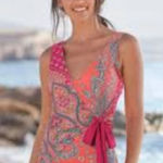 Sundance  Radiant Medallion‎ Pendant Wrap Swimsuit One Piece Womens Tie Paisley S Photo 0